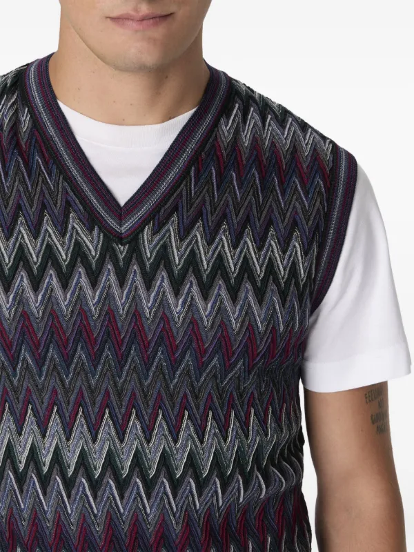 Missoni chevron-pattern V-neck Sweater Vest | Blue | FARFETCH