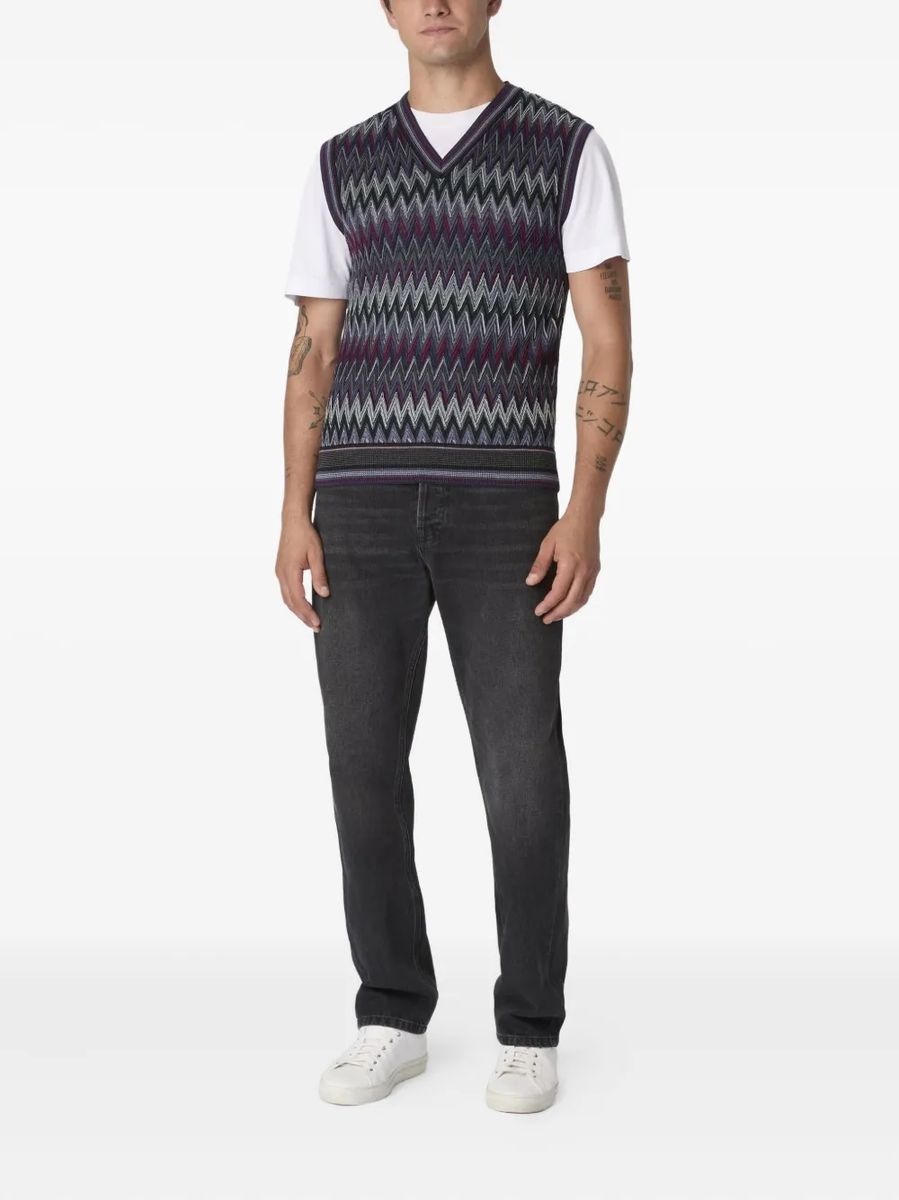 Missoni chevron-pattern V-neck sweater vest - Blauw