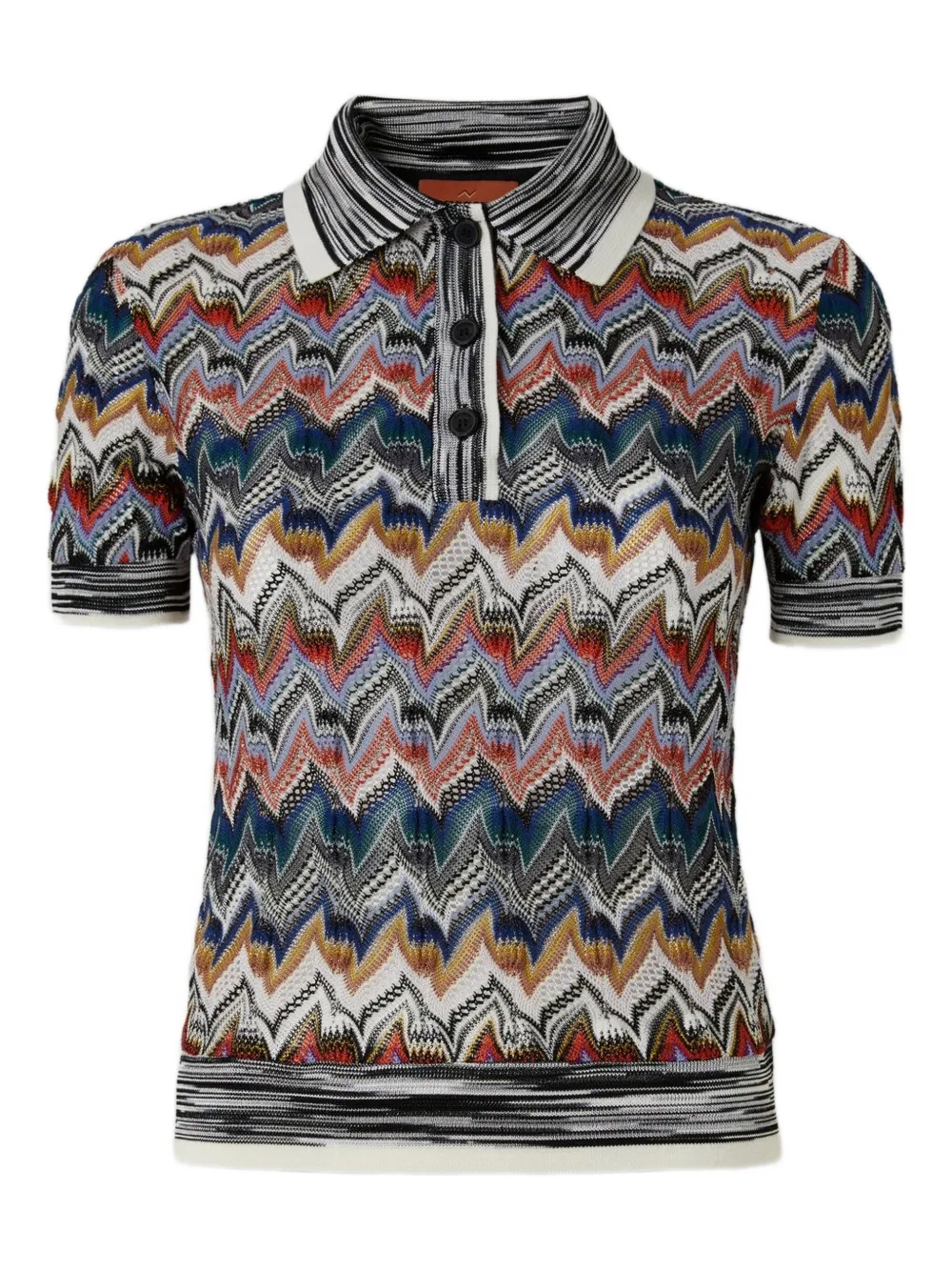 Missoni zigzag knit polo top Beige