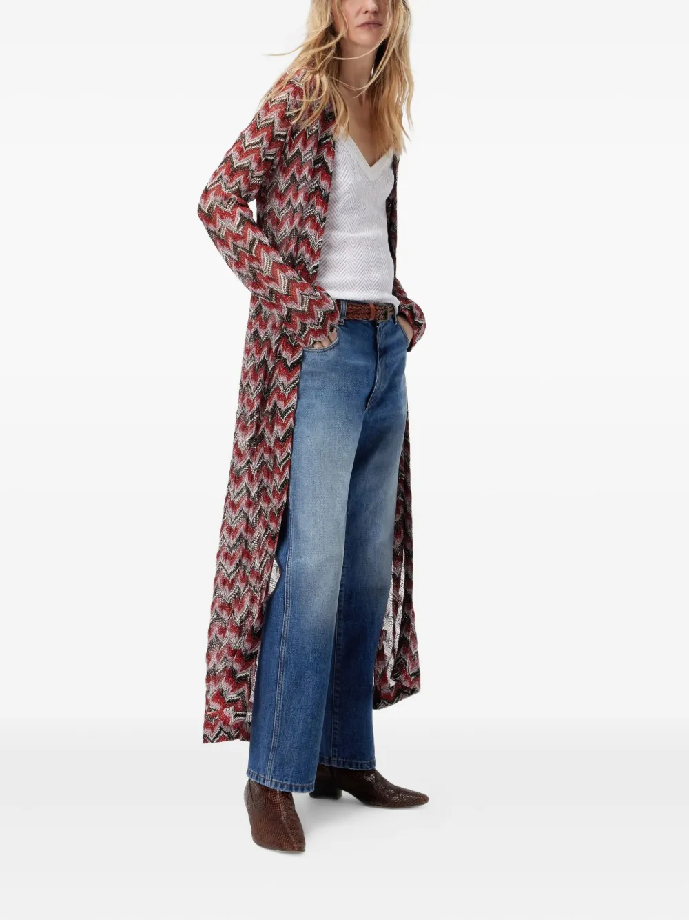 Missoni Chevron-pattern Maxi Cardigan In Multi