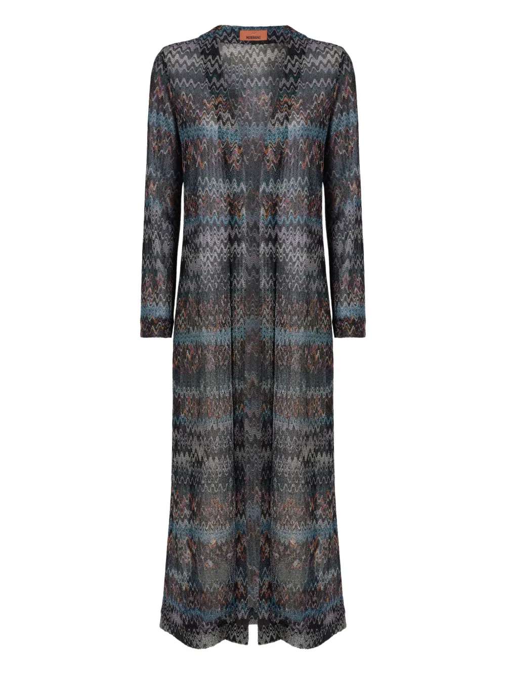 Missoni Patterned Long Cardigan In Green