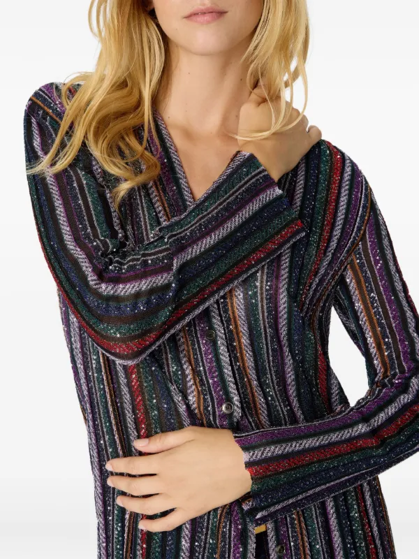 ミッソーニスパンコールカーディガン Missoni ストライプ スパンコール カーディガン | ブルー | FARFETCH JP