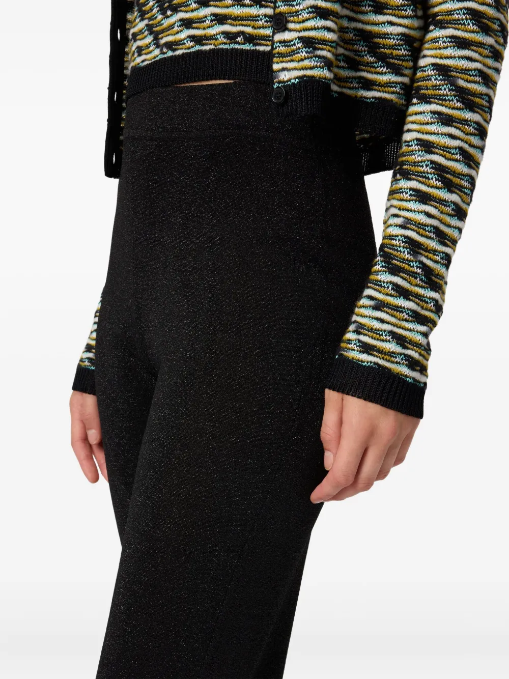 Missoni glitter-knit flared trousers Zwart