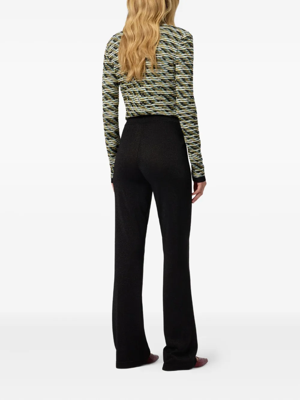 Missoni glitter-knit flared trousers Zwart