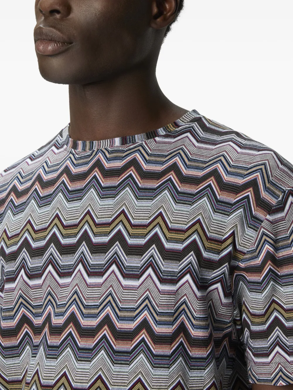 Missoni T-shirt met geometrisch zigzag patroon en korte mouwen Grijs