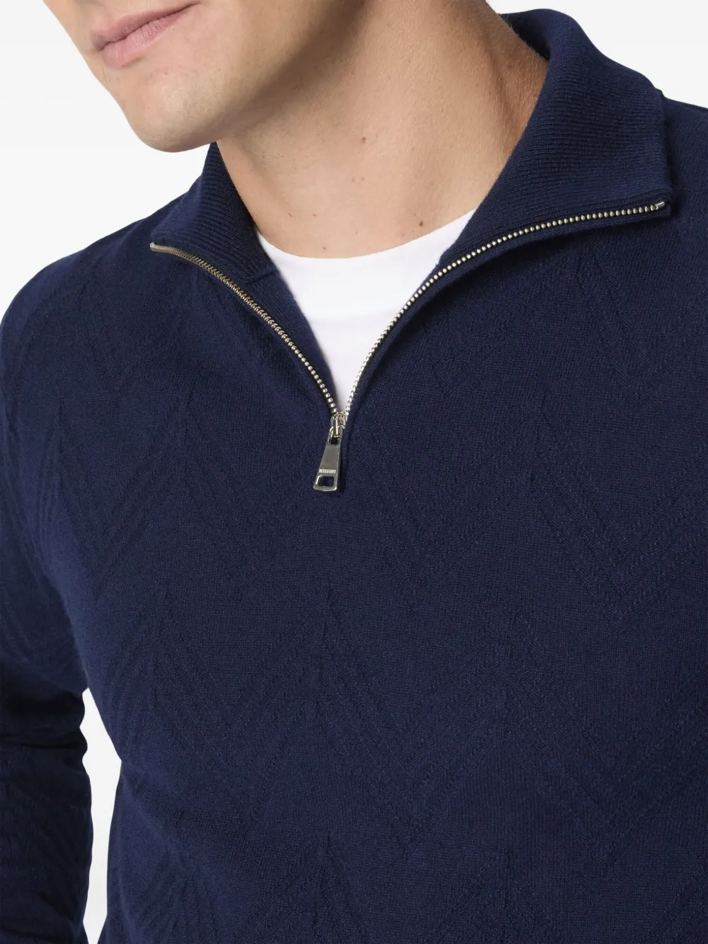 Missoni herringbone half-zip sweater Blauw