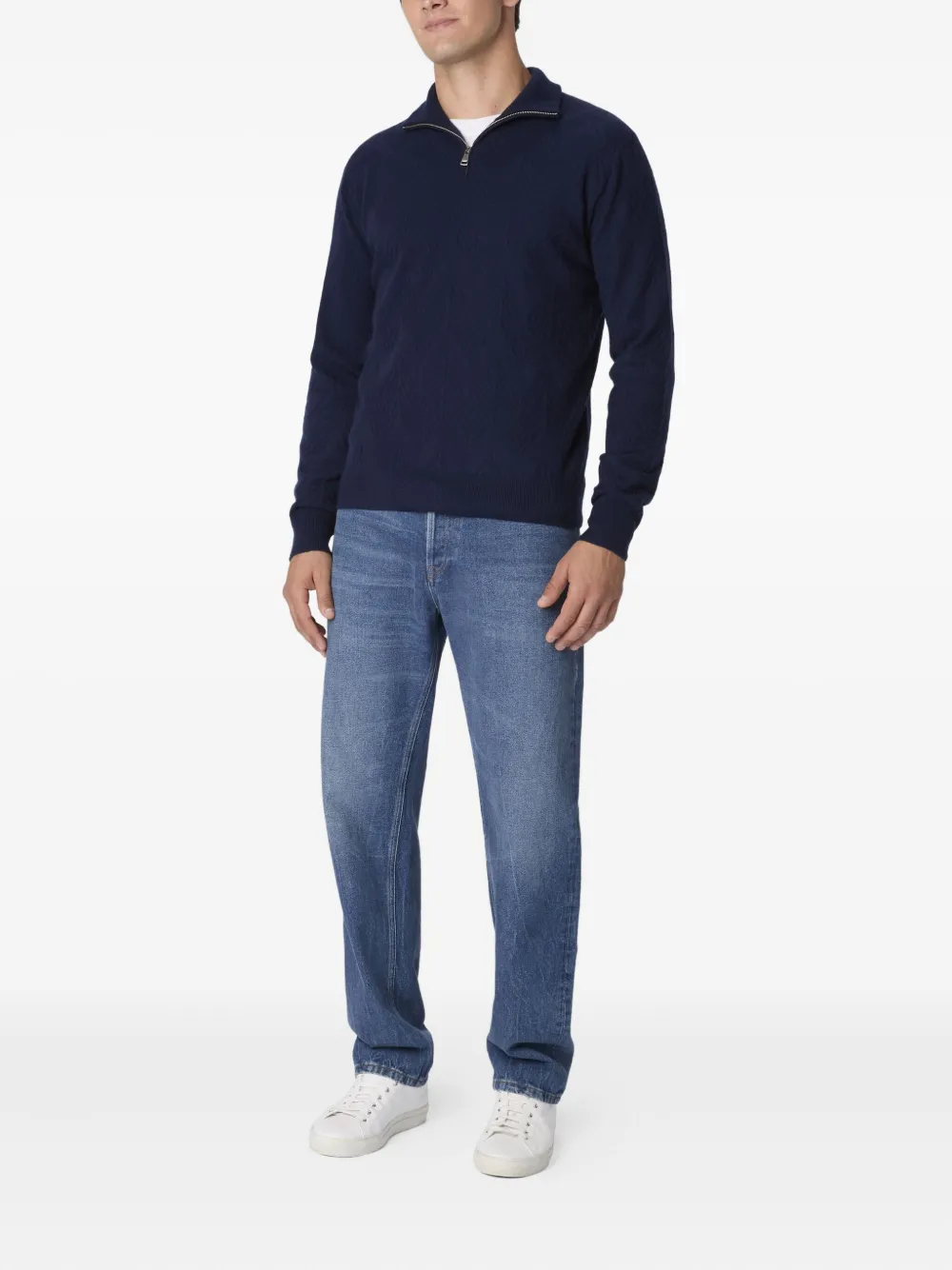 Missoni herringbone half-zip sweater Blauw