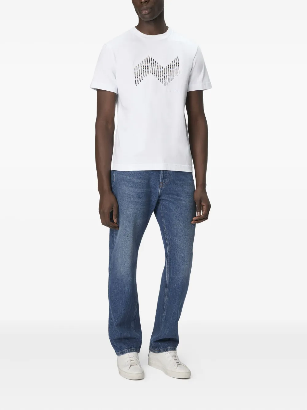 Missoni T-shirt met geborduurd logo en zigzag patroon Wit