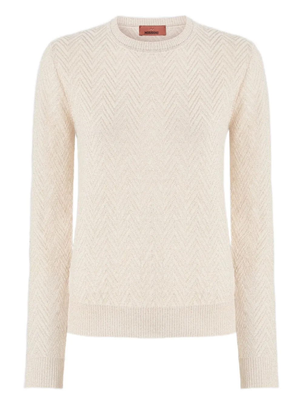 Missoni Trui met chevron patroon en ronde hals Beige