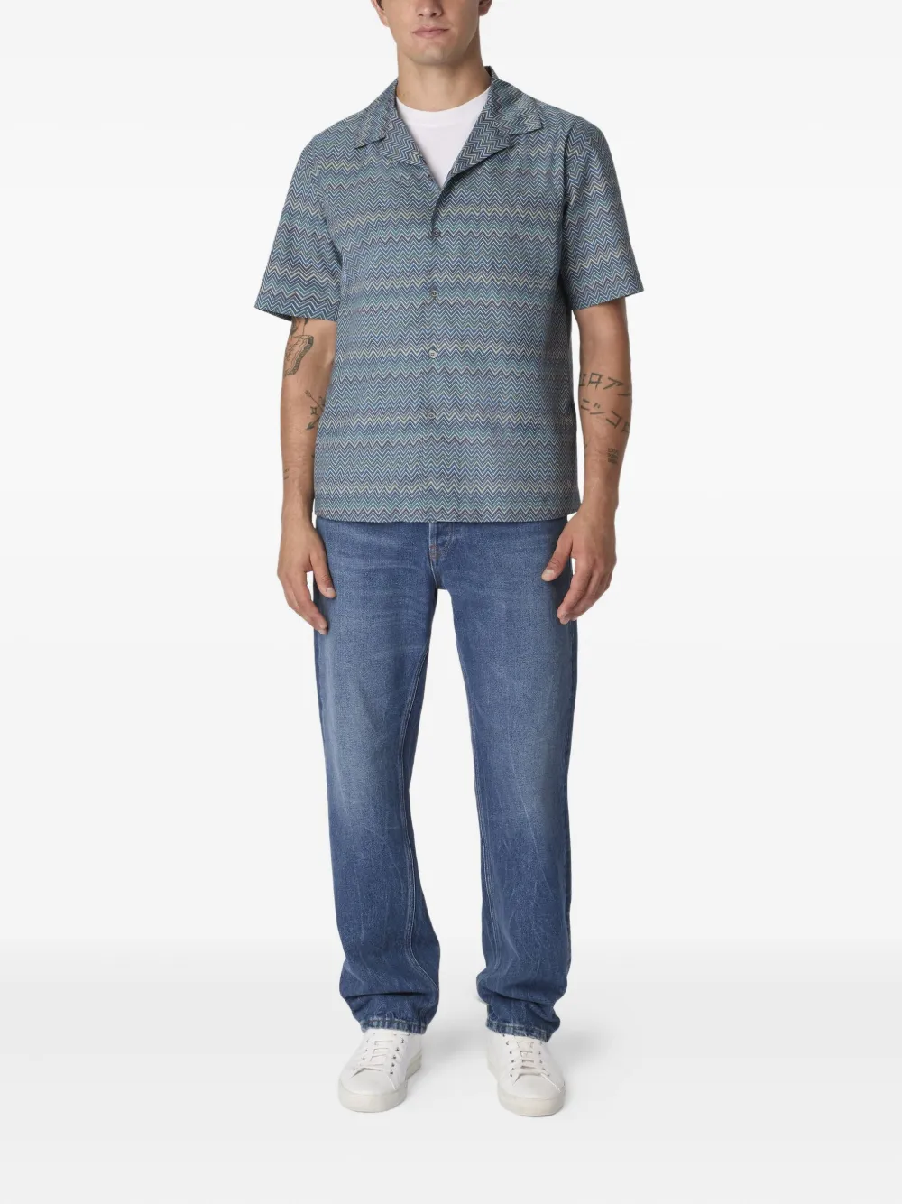 Missoni zig-zag short-sleeve shirt - Blauw