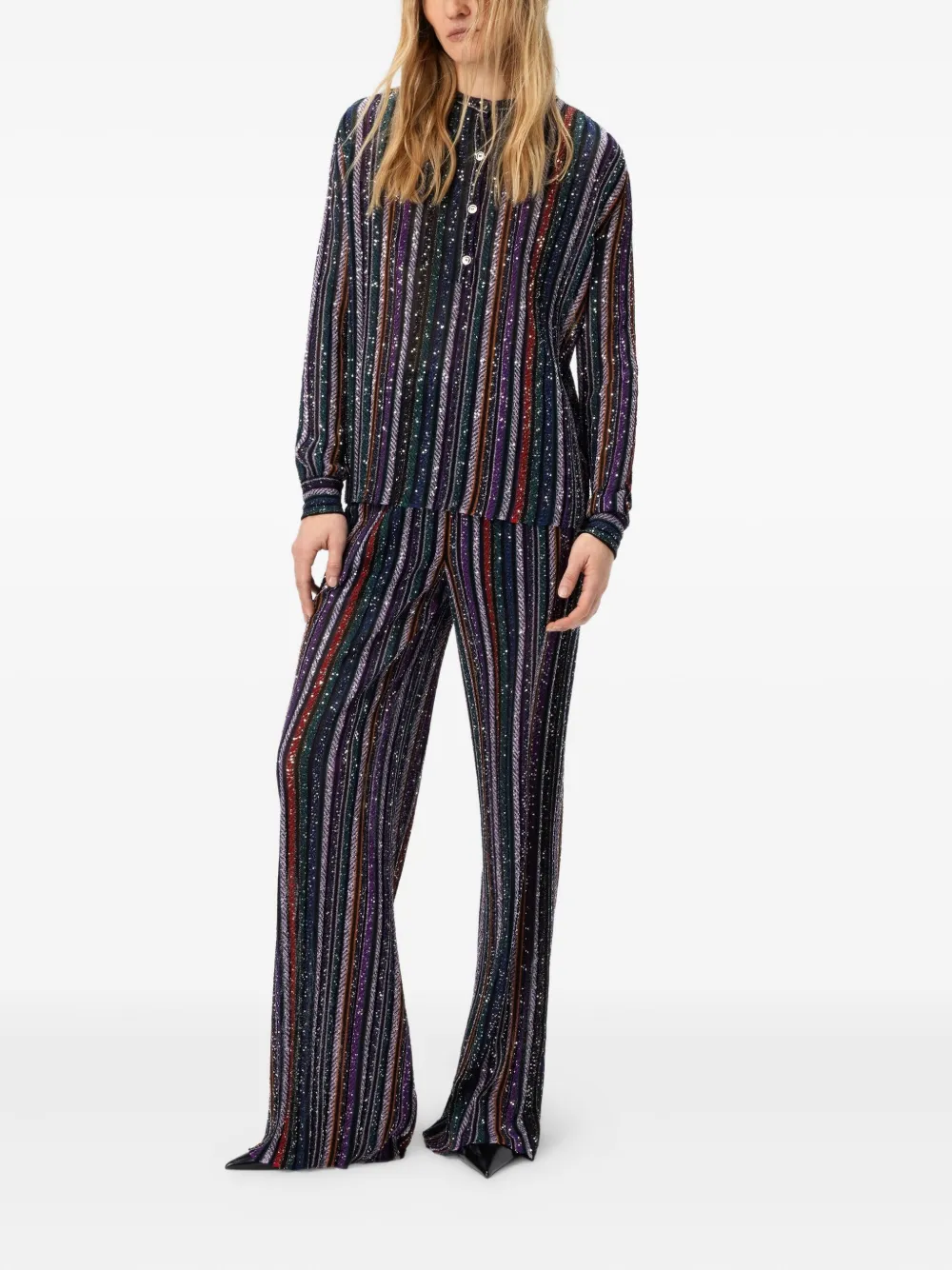 Missoni Sequin-striped Blouse In Multi