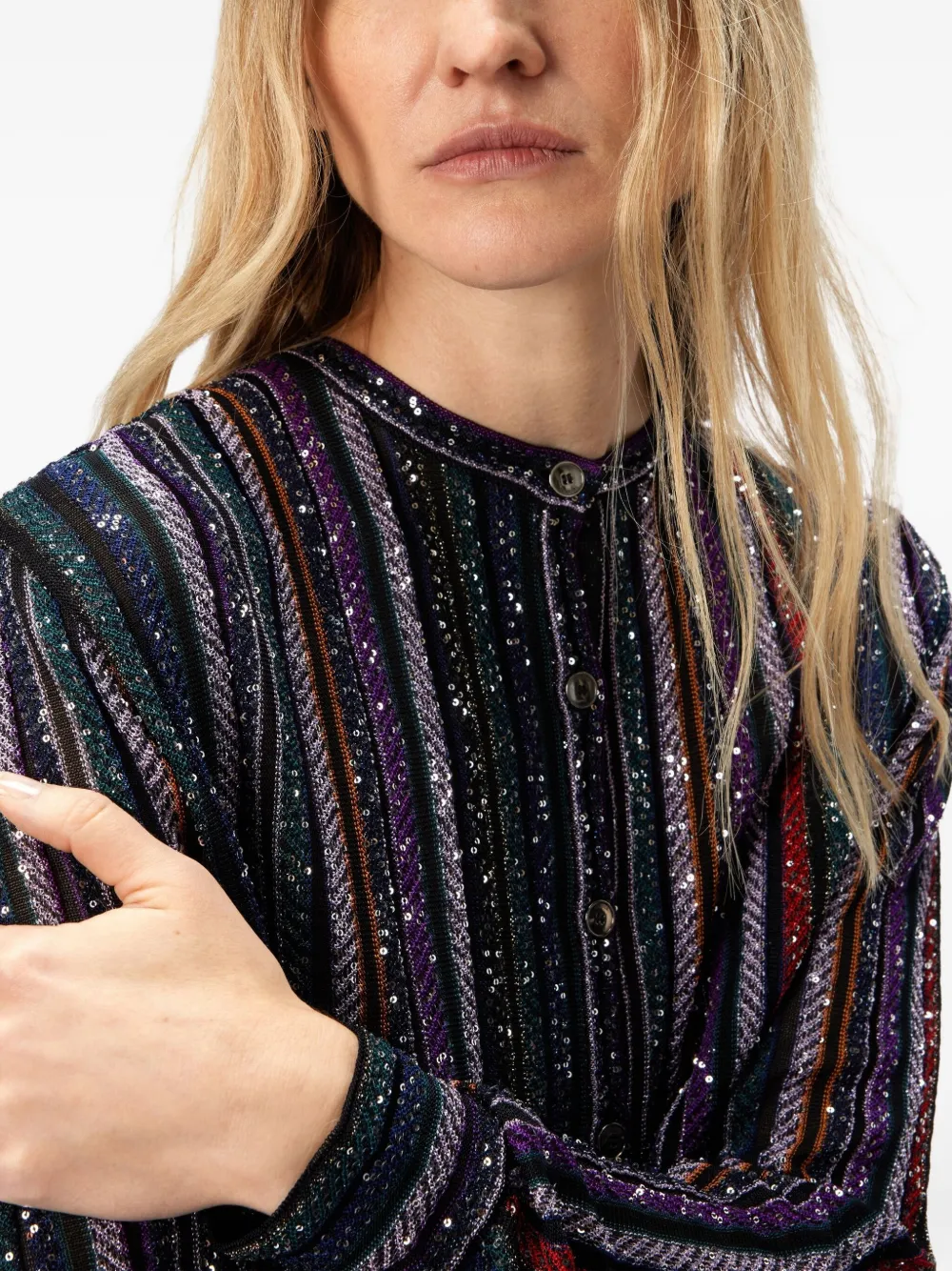 Missoni Sequin-striped Blouse In Multi