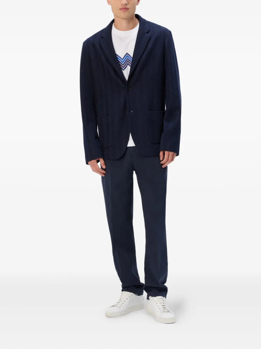 Missoni Blazer met visgraatpatroonn Blauw