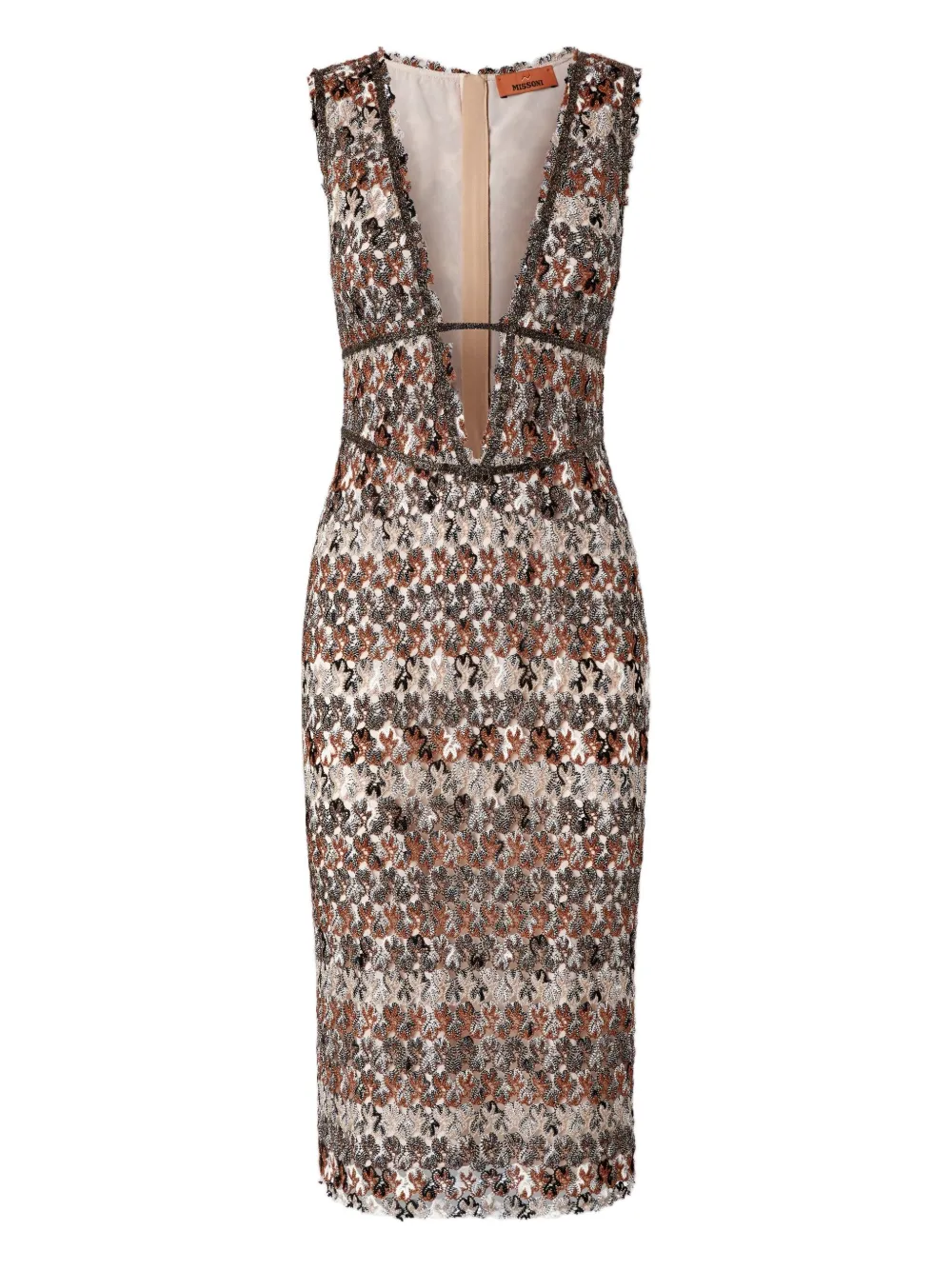 Missoni Floral V-neck Midi Dress In Neutral