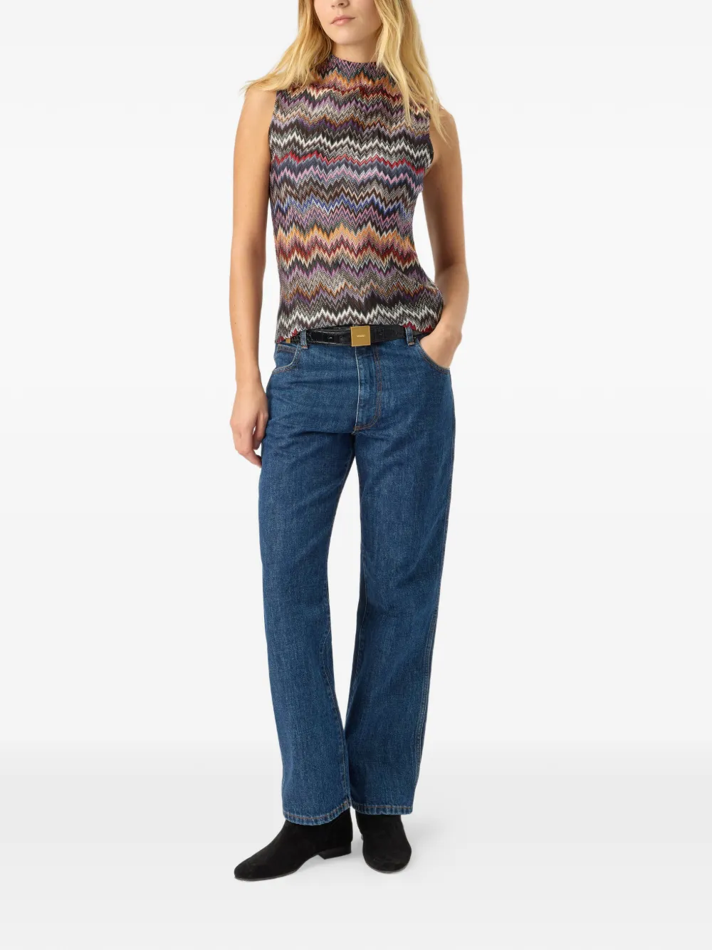  Missoni Knit Snake-pattern Top - Blue 