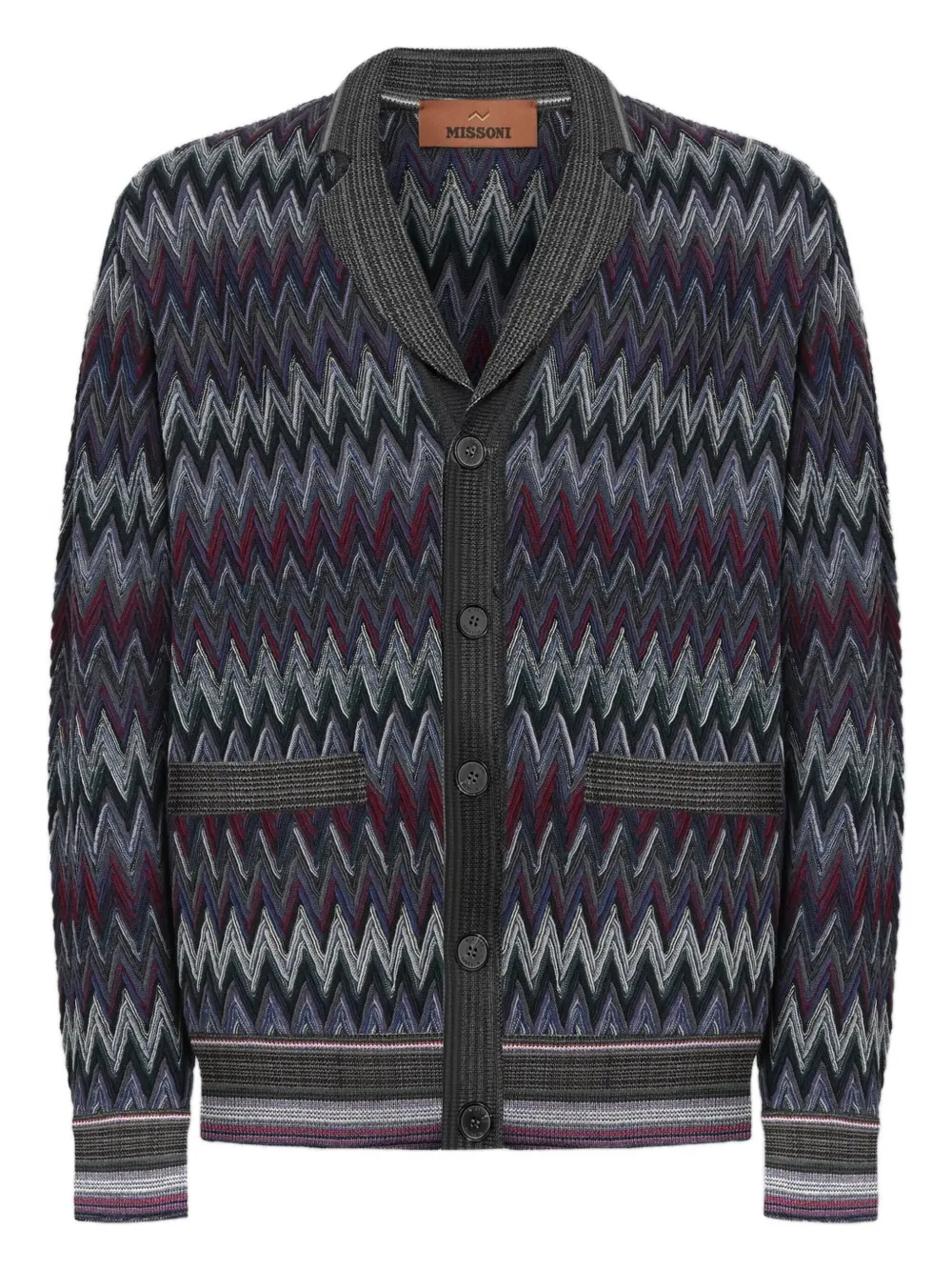 Missoni chevron-pattern shawl-collar cardigan Grijs