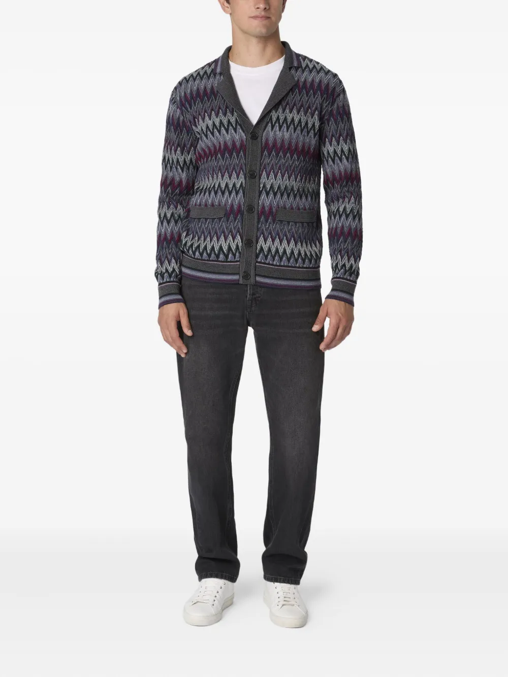 Missoni Vest met sjaalkraag en chevron patroon Grijs