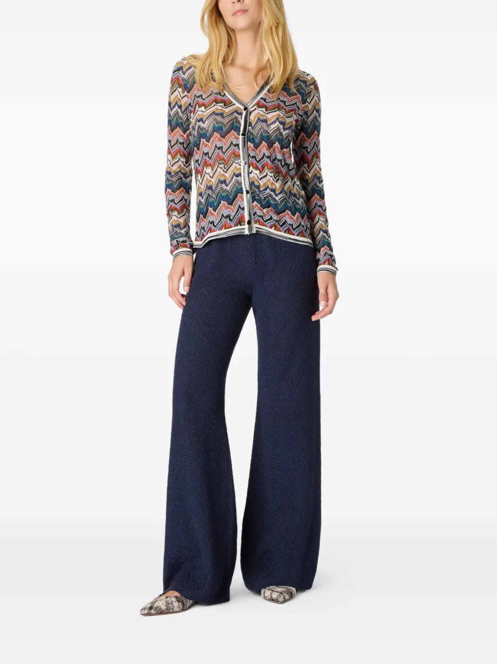Missoni zigzag pattern flared trousers - Blauw