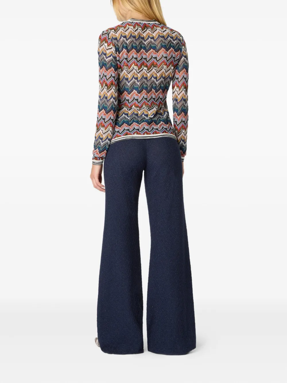 Missoni Zigzag Pattern Flared Trousers In Blue