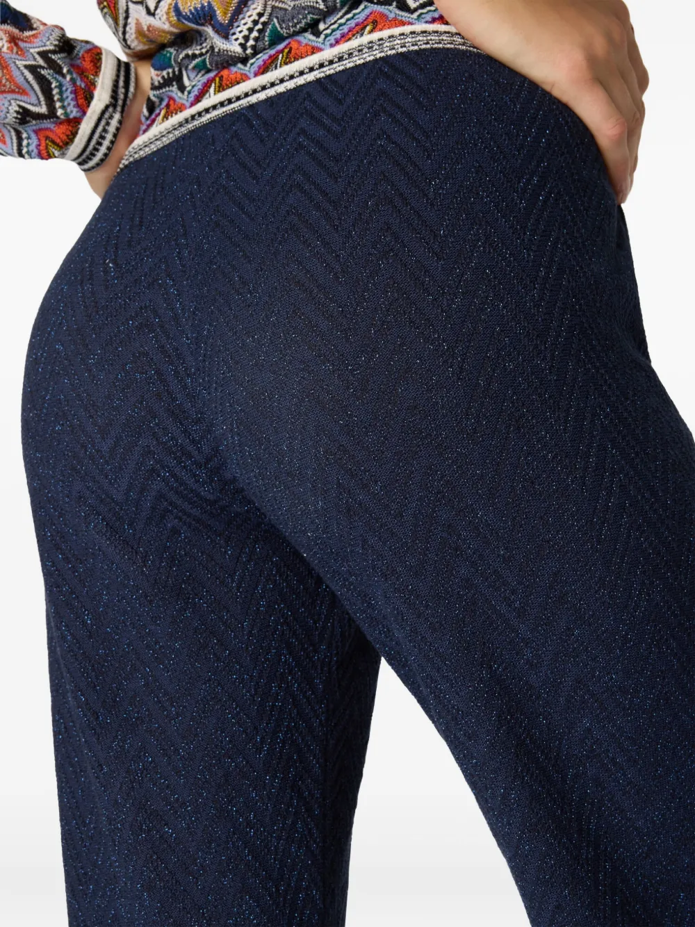 Missoni Zigzag Pattern Flared Trousers In Blue
