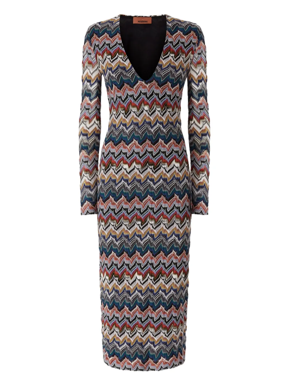 Missoni Geometric-pattern Long-sleeve Dress In Blue