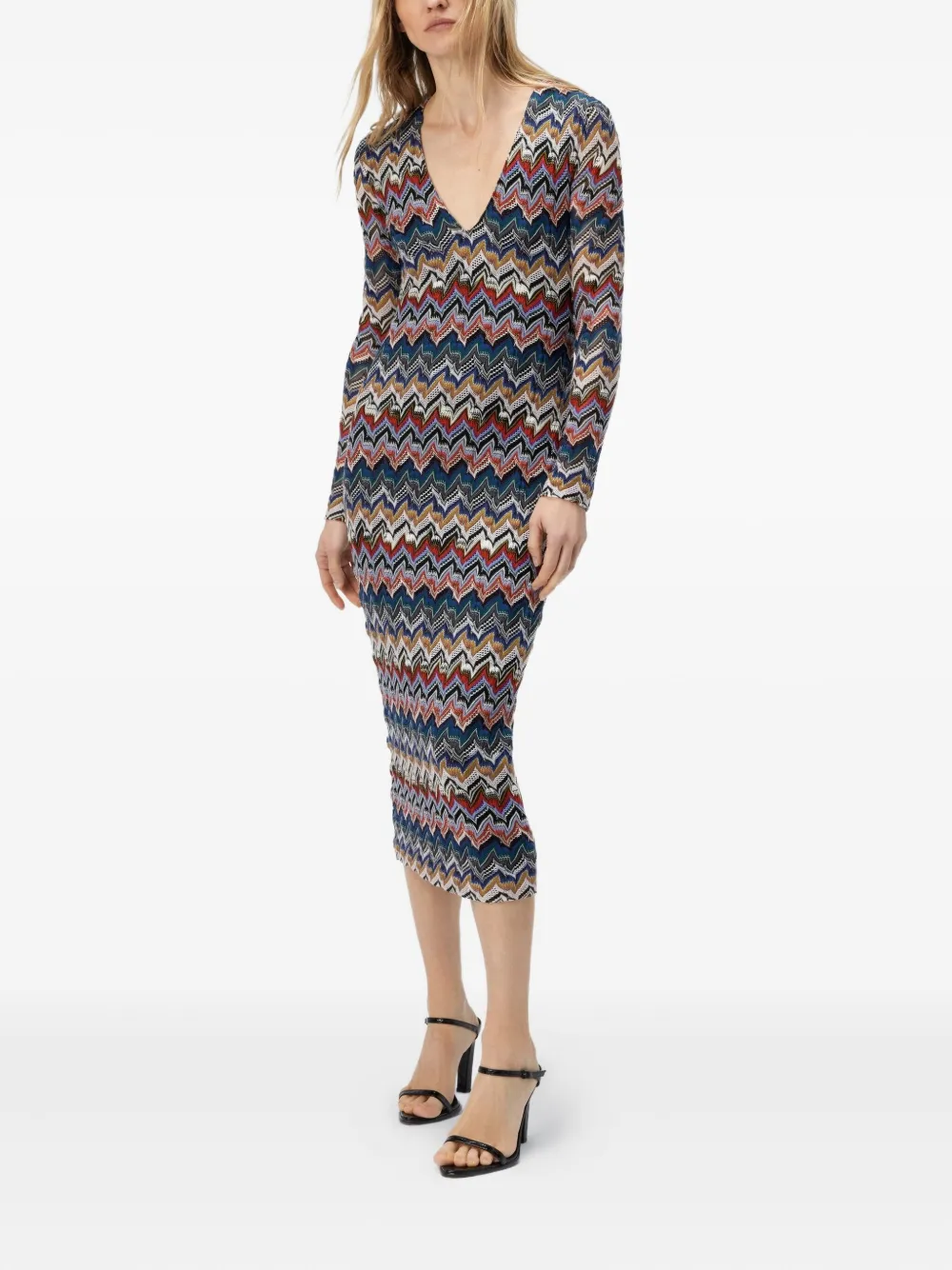 Missoni geometric-pattern long-sleeve dress Blauw