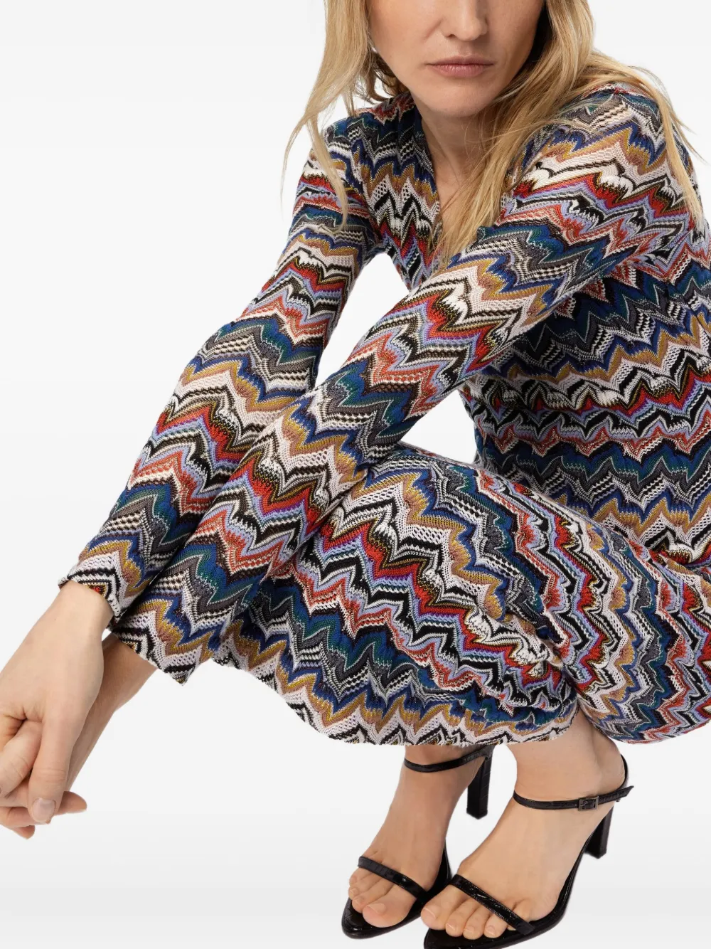 Missoni geometric-pattern long-sleeve dress Blauw