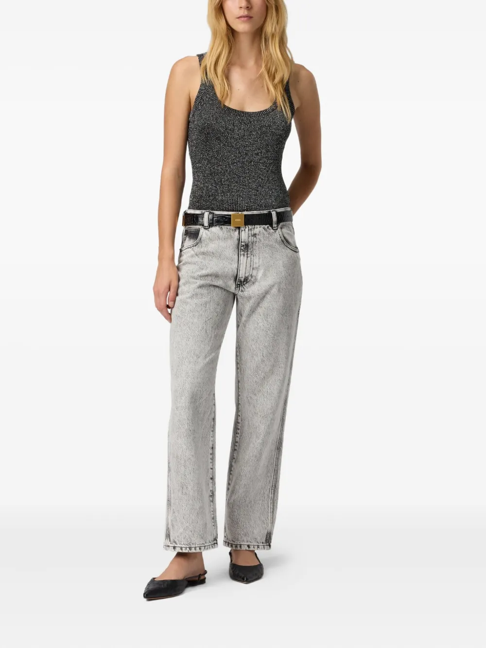 Missoni scoop-neck metallic-effect tank top Zilver