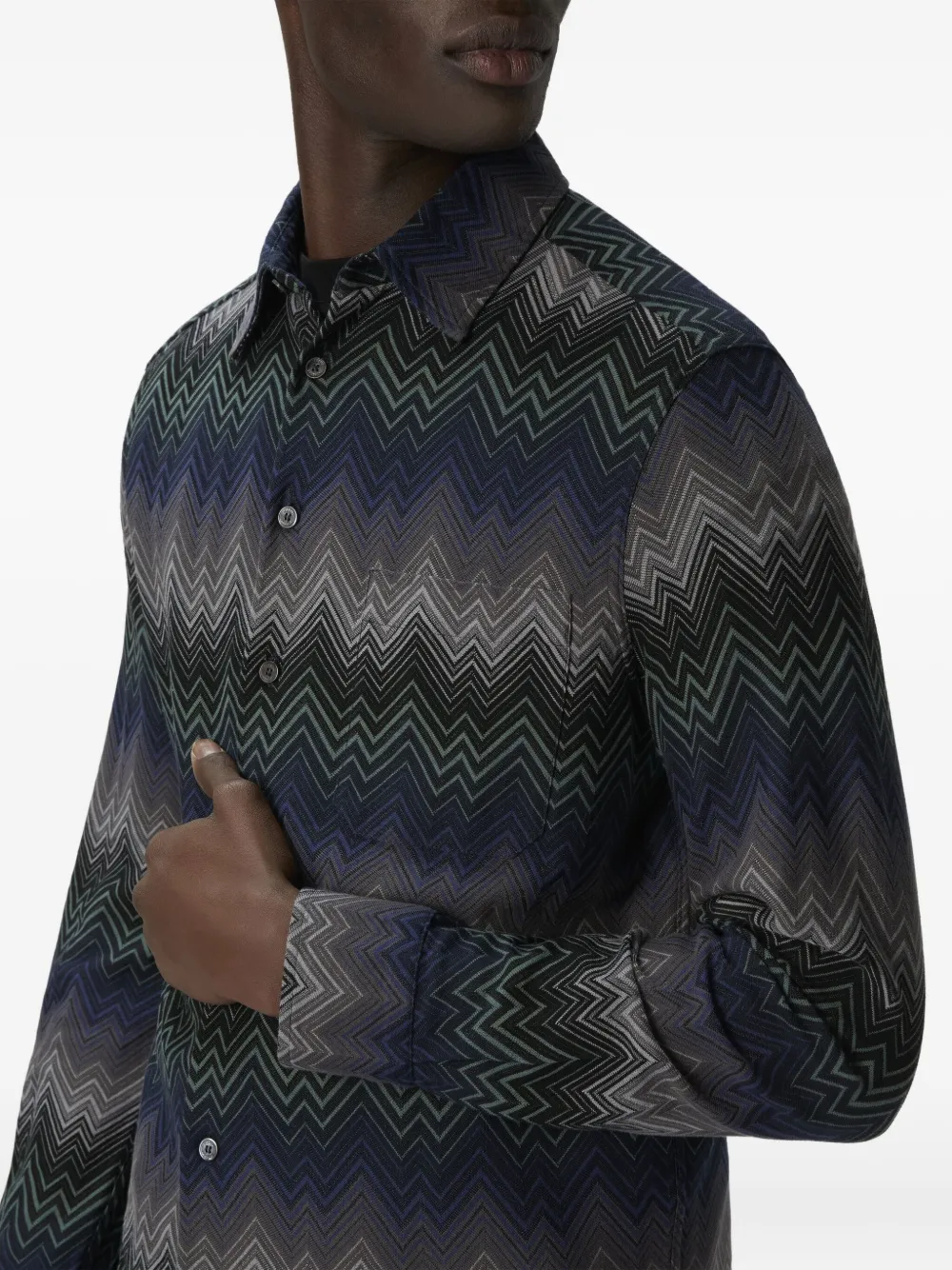 Missoni Overhemd met chevron patroon Blauw