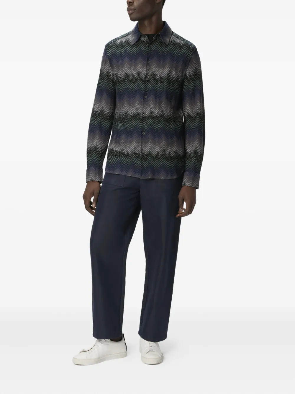 Missoni Overhemd met chevron patroon Blauw