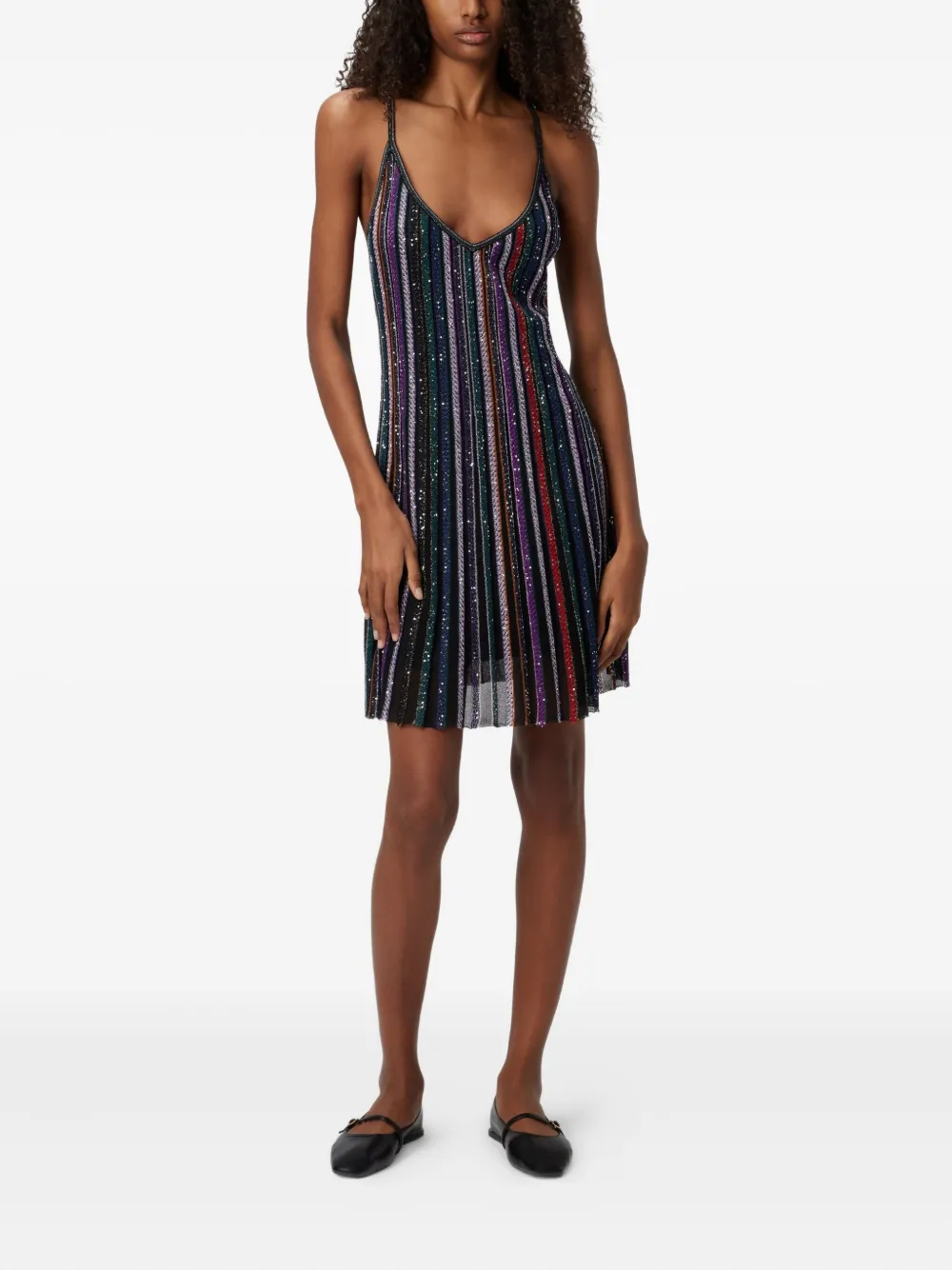 Missoni Sequin-striped Mini Dress In Multi