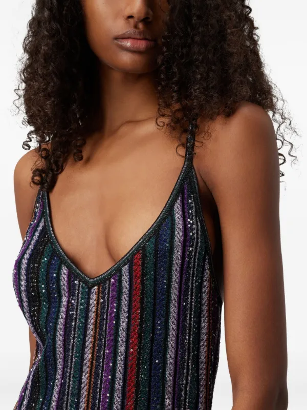 missoni striped mini dress Missoni Paillette Striped Sleeveless Mini Dress