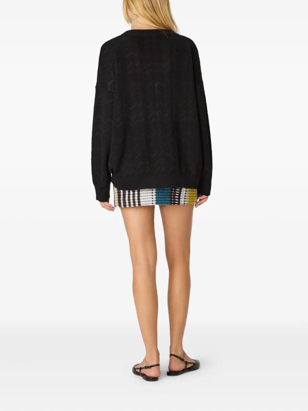 Missoni Trui met V-hals en chevron patroon Zwart