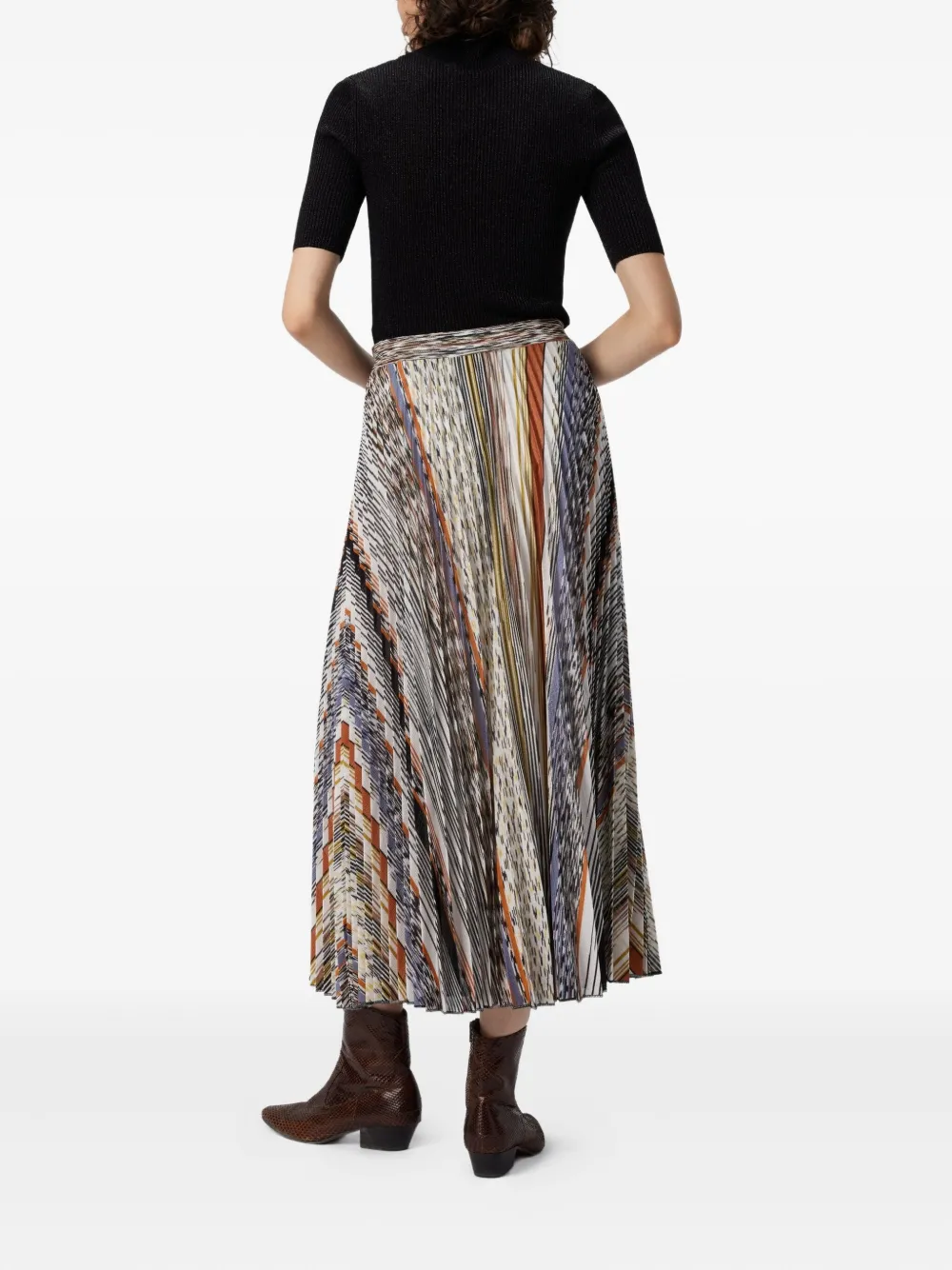 Missoni pleated knit midi skirt Beige