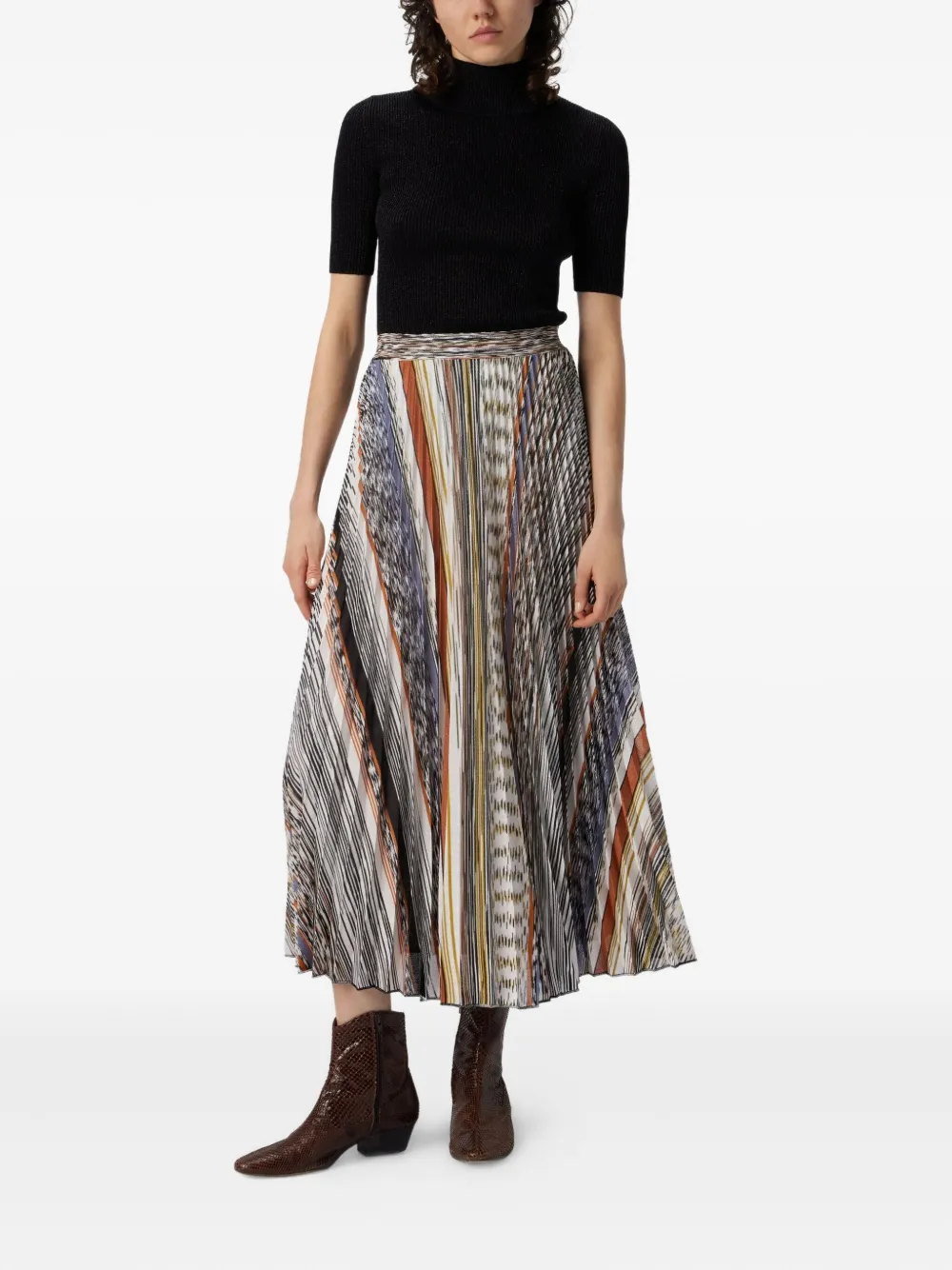 Missoni pleated knit midi skirt Beige