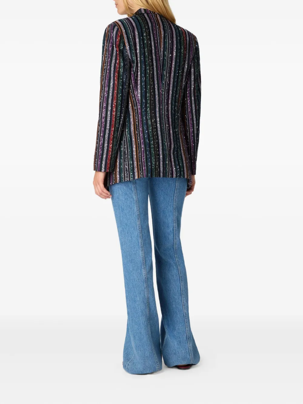 Missoni Single-breasted Blazer With Herringbone Stripe Knit In Multi