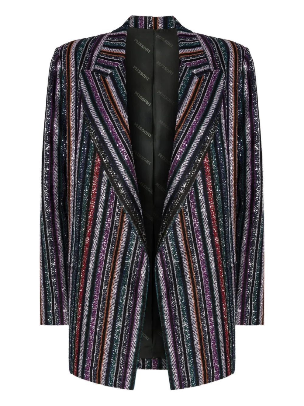 Missoni Single-breasted Blazer With Herringbone Stripe Knit In Multi