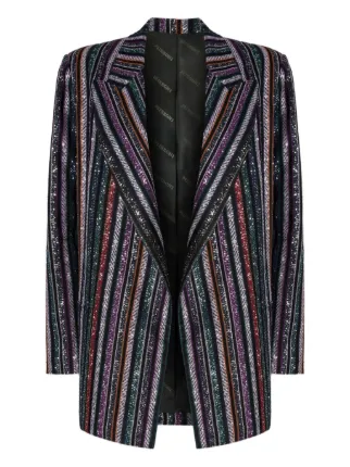 Missoni single-breasted Blazer With Herringbone Stripe Knit | Blue