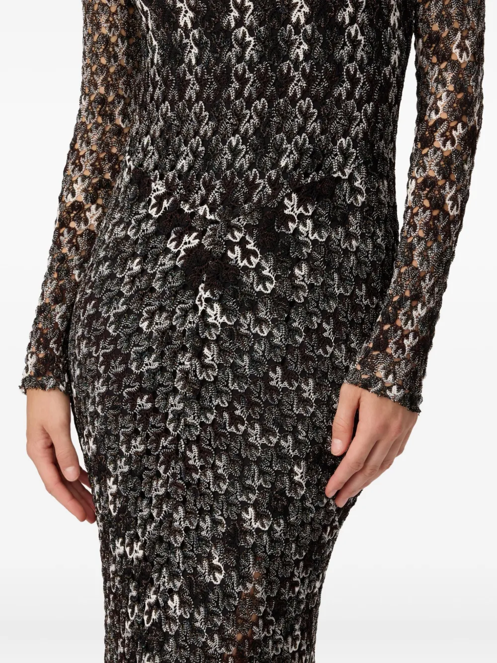 Missoni Floral-lace Long-sleeve Maxi Dress In Black