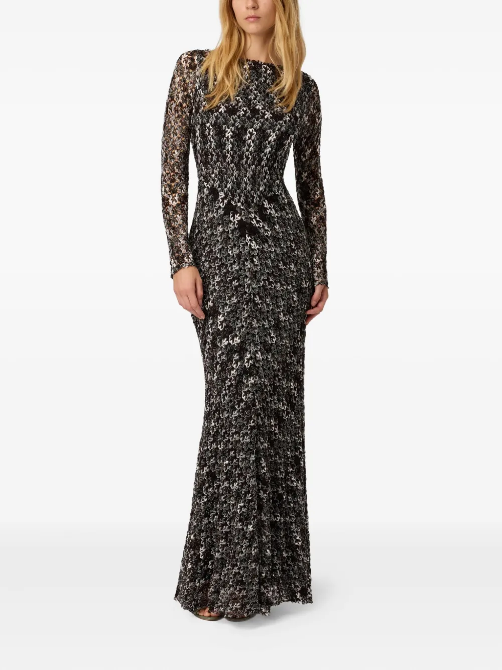 Missoni Floral-lace Long-sleeve Maxi Dress In Black