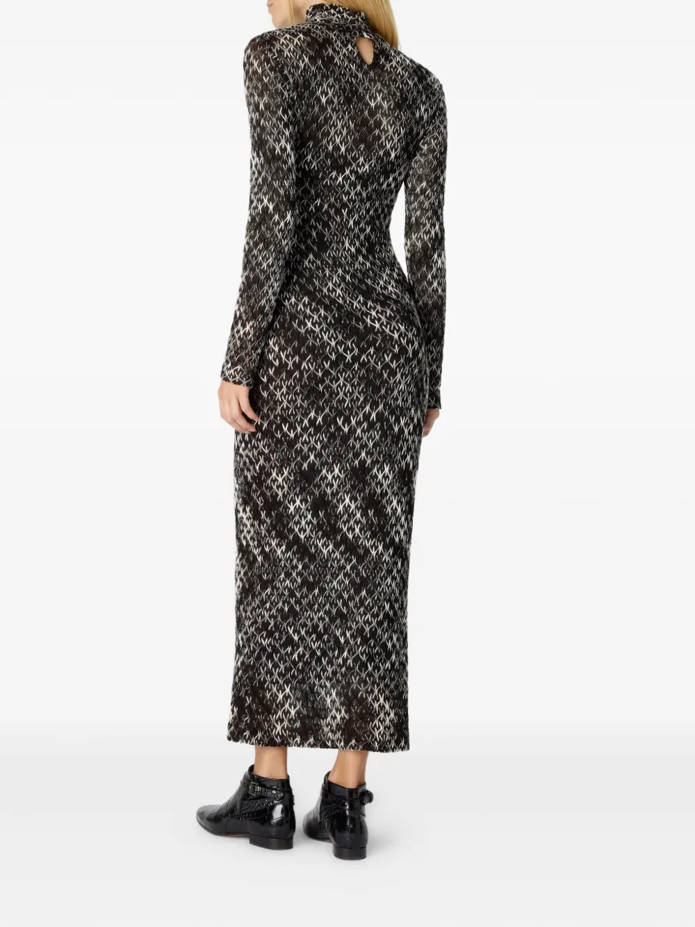 Missoni Midi-jurk met hoge hals en patroon Zwart