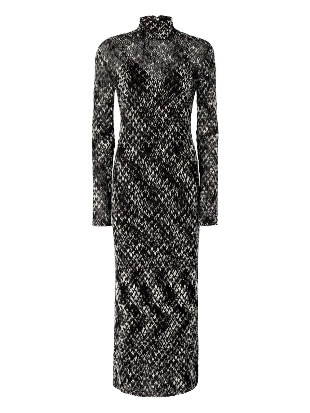Missoni high-neck patterned midi dress - ブラック Missoni high-neck patterned midi dress - ブラック