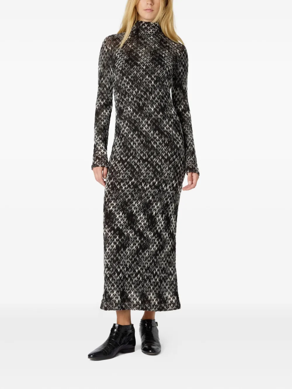 Missoni high-neck patterned midi dress - Zwart