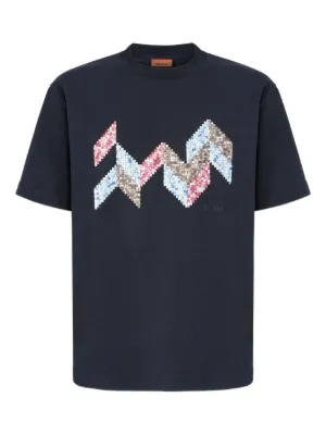 Missoni chevron-pattern short-sleeved t-shirt | Blue | FARFETCH