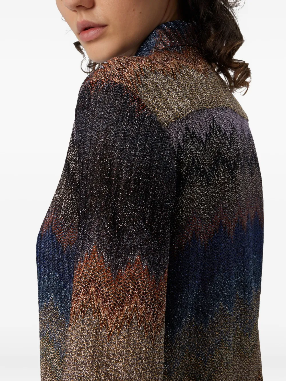 Missoni Metallic blouse met chevron streep Bruin