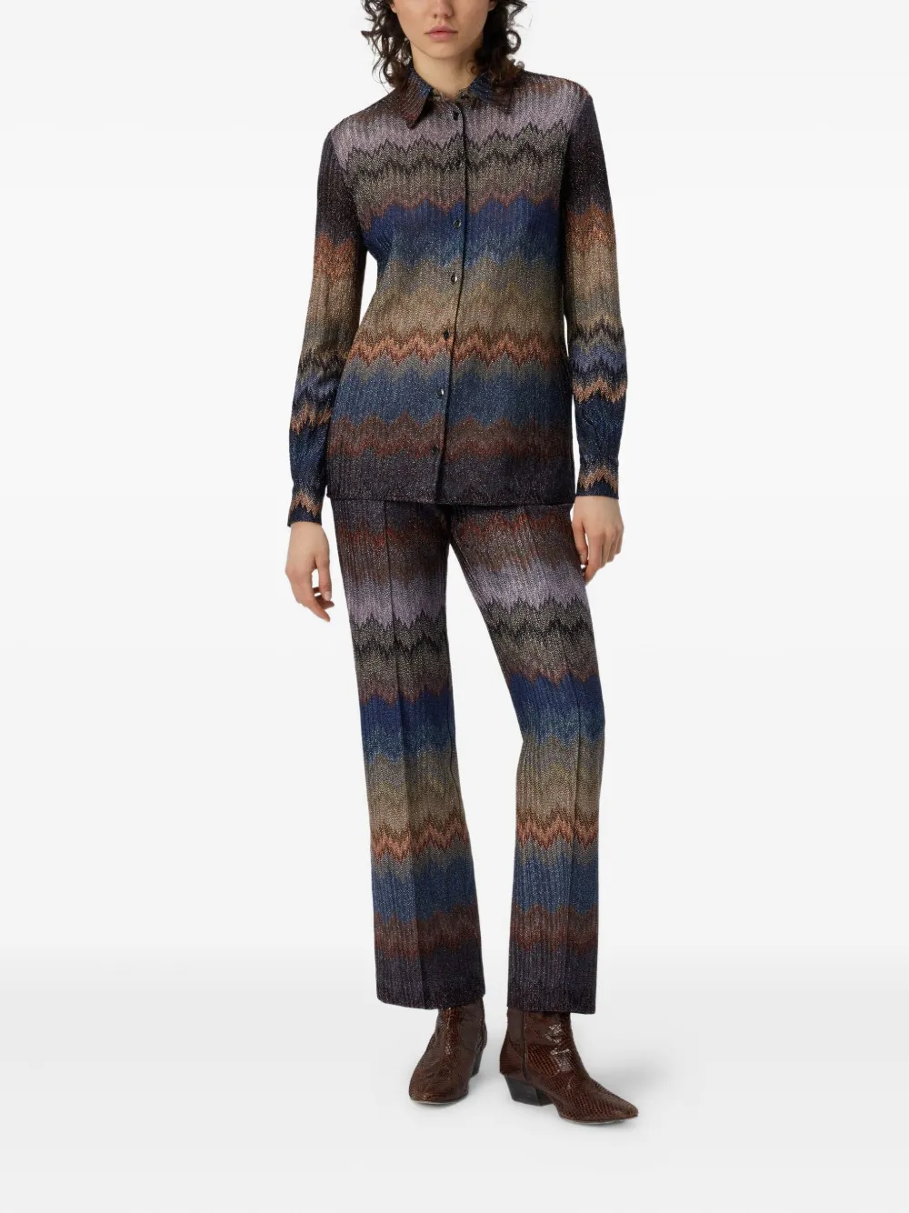 Missoni Metallic blouse met chevron streep - Bruin