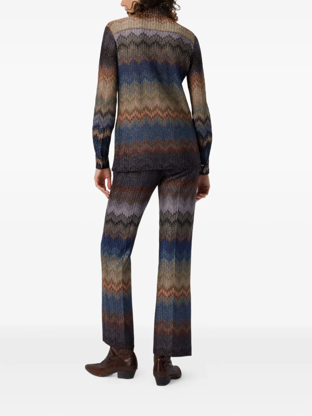 Missoni Metallic blouse met chevron streep Bruin