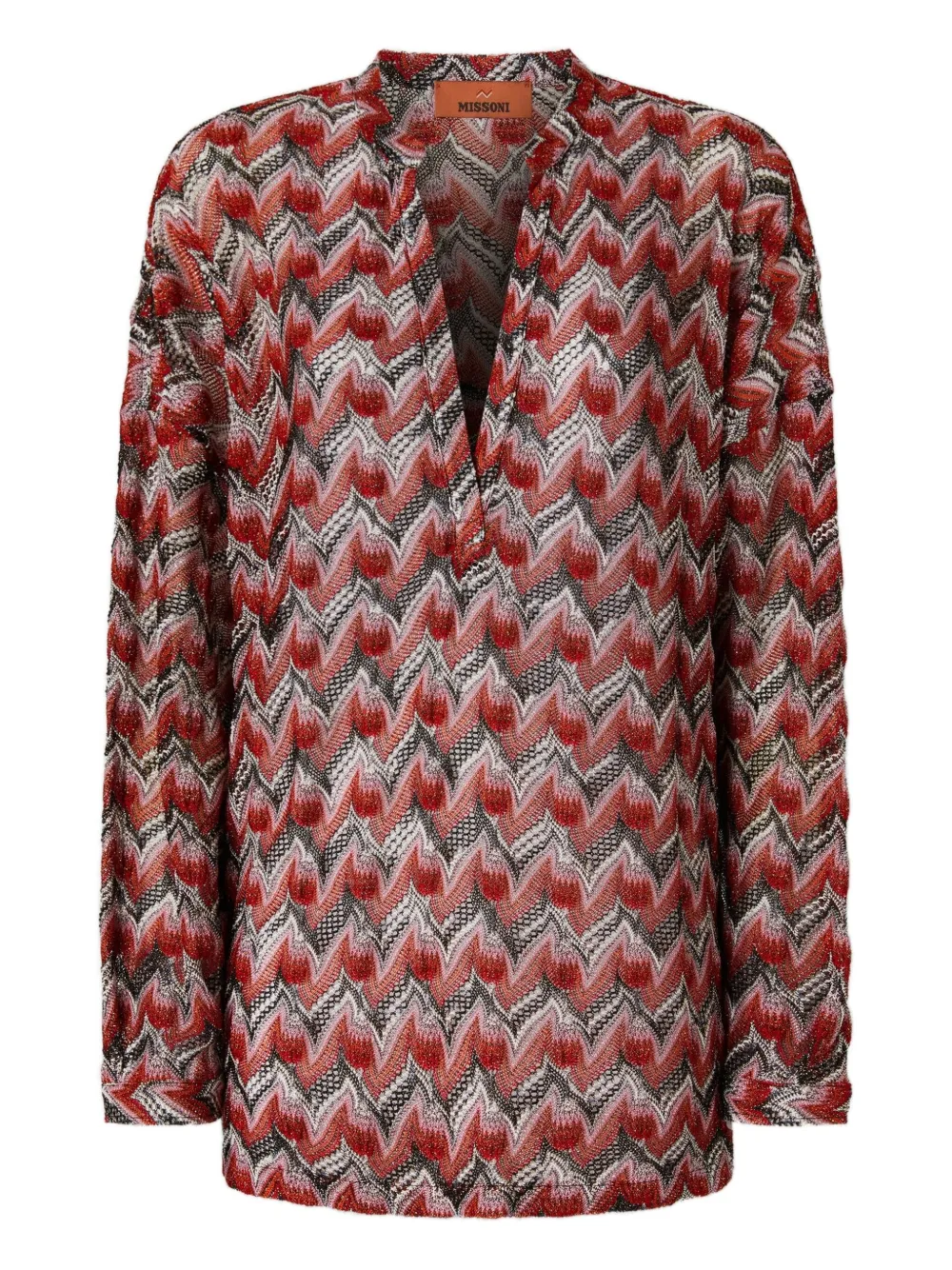 Missoni Chevron-pattern Knit Top In Red