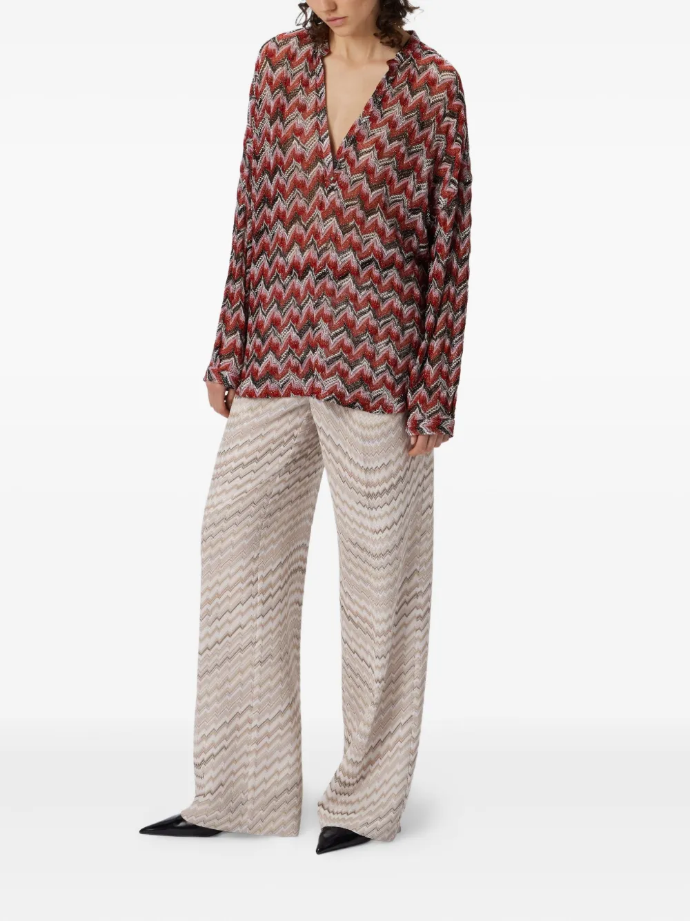 Missoni Chevron-pattern Knit Top In Red
