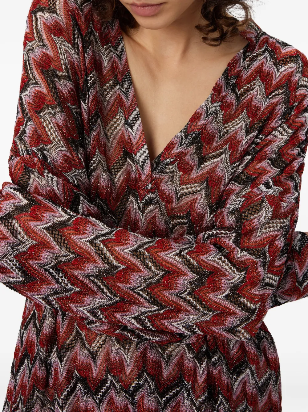 Missoni Chevron-pattern Knit Top In Red
